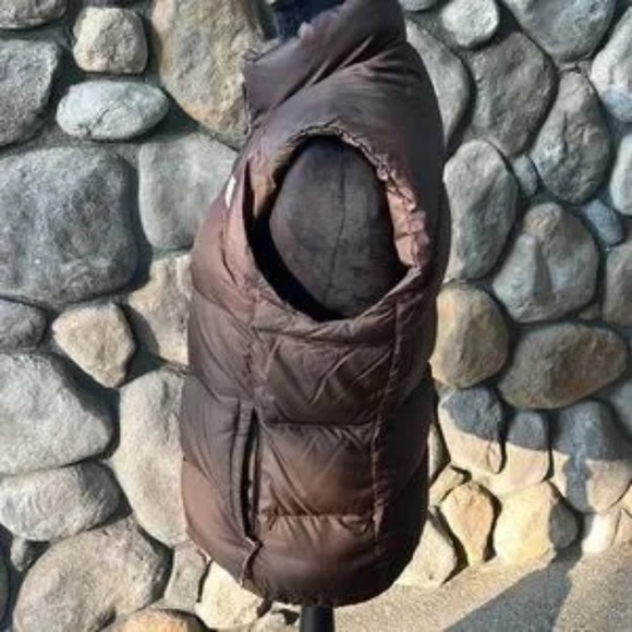 North Face Women's M Retro Nuptse Brown Puffer Goose Down Vest - Picture 13 of 15